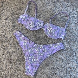 Purple Floral Bikini Set